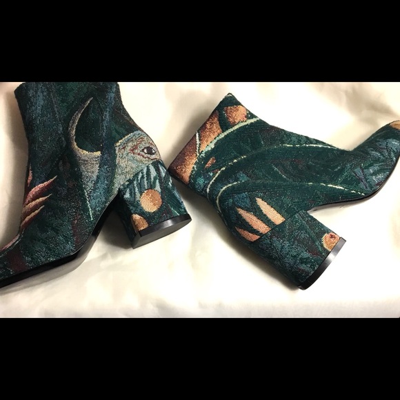 KENZO WOMEN'S ANKLE BOOTS GREEN FABRIC - Picture 5 of 8